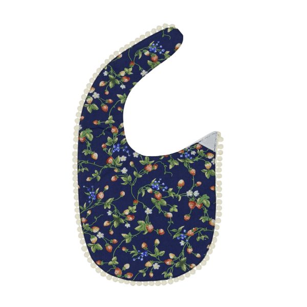 navy strawberry bib