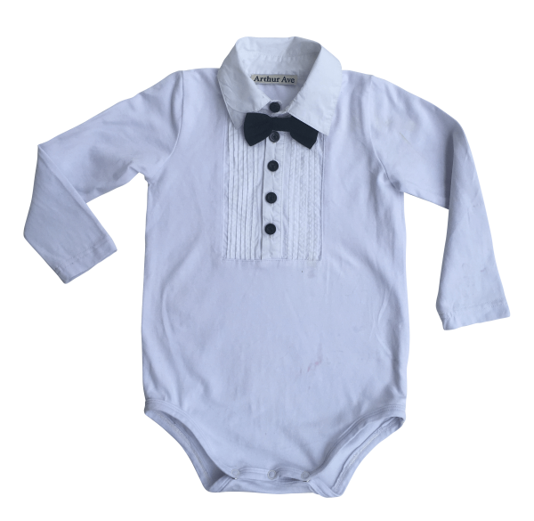 Long Sleeve White Formal Onesie.