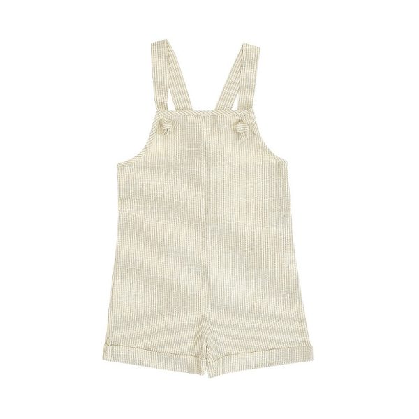 Beige Stripetie Front Overalls