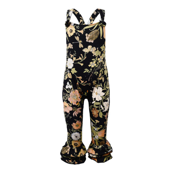 Black Wild Flower Overalls Front