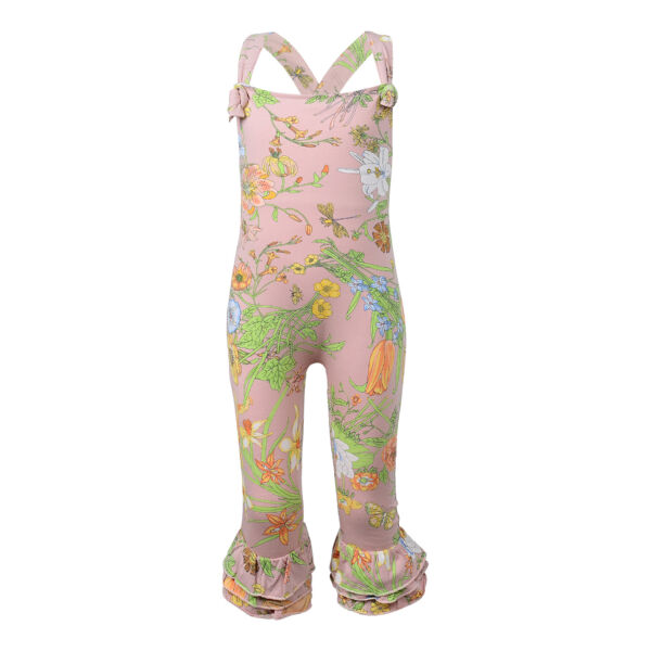 Pink Wild Flower Overalls Front