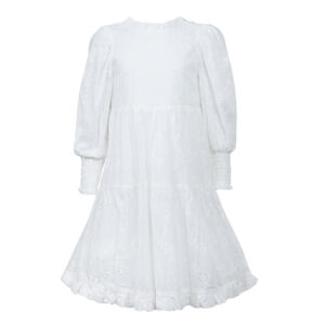 Vine Rose Ls Pure White Embroidery Anglaise Wonder Dress