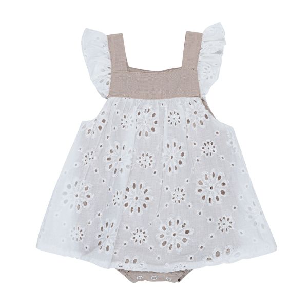 Neutral Love Cotton Lace Overlay Playsuit