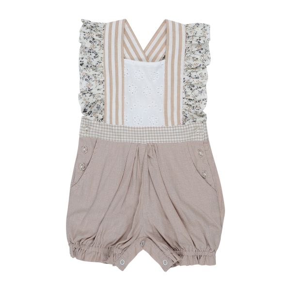 Neutral Love Frilly Sleeve Overalls