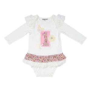 pink first birthday long sleeve onesie