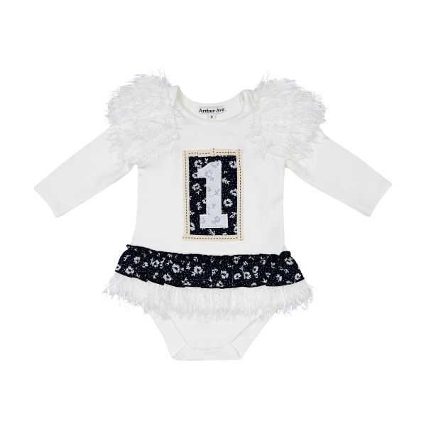 navy first birthday long sleeve onesie