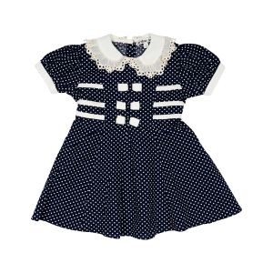 Navy blue dot cotton dress